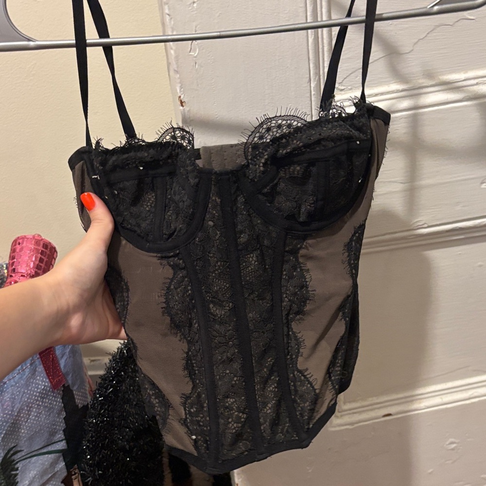 URBAN OUTFITTERS Black Lace CORSET Top